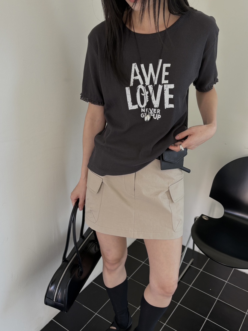 BENE韓國直郵女士新款熱賣時尚職業26春夏休閑推薦人氣T恤BENET恤圖色6墨色