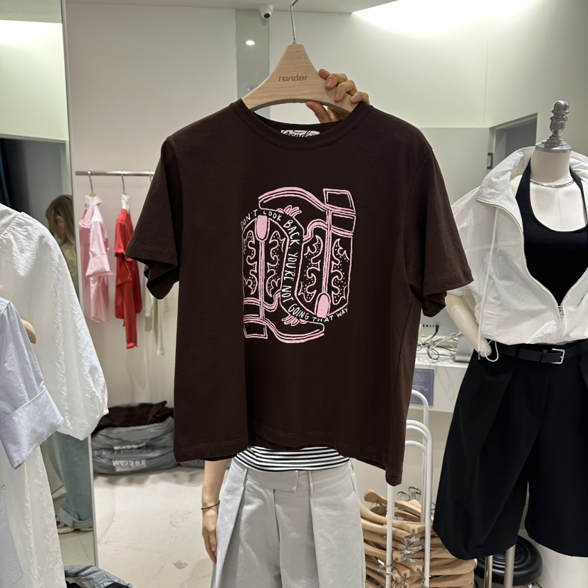 RENDER韓國代購女士新品職業時尚26春夏26夏季熱賣休閑T恤RENDERT恤圖色2