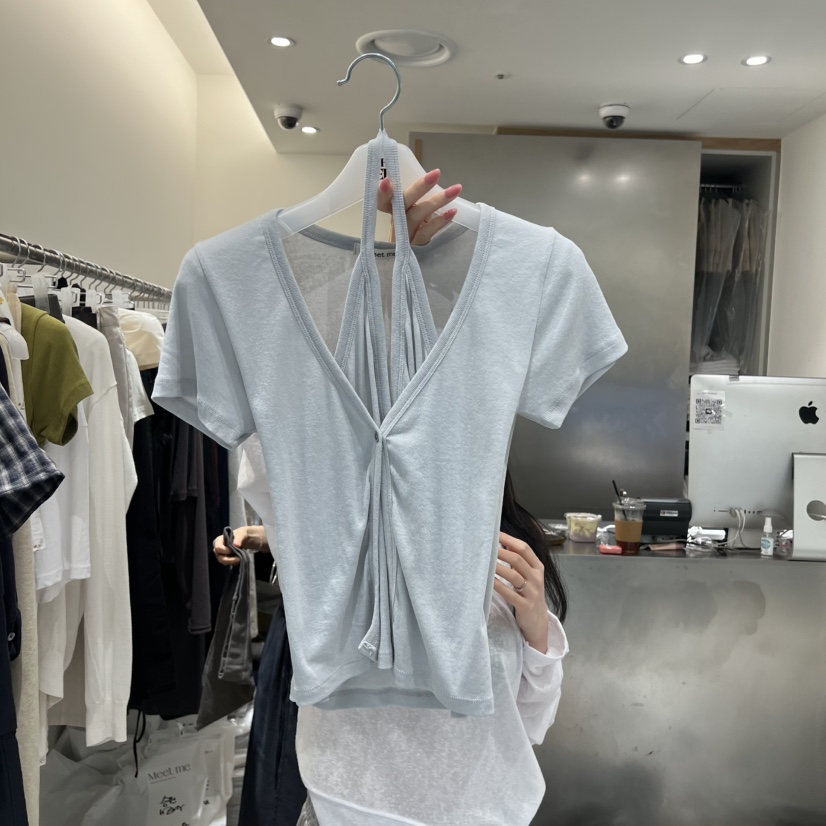 MEET ME韓國直郵女裝新品職業26春夏人氣推薦休閑T恤假兩件MEET MET恤圖色3