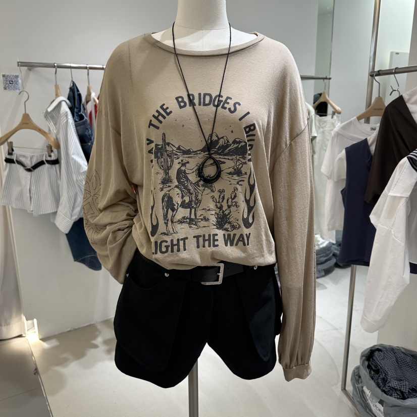 RENDER韓國東大門直郵女士新款26春夏人氣熱賣推薦長袖T恤RENDER長袖T恤圖色1