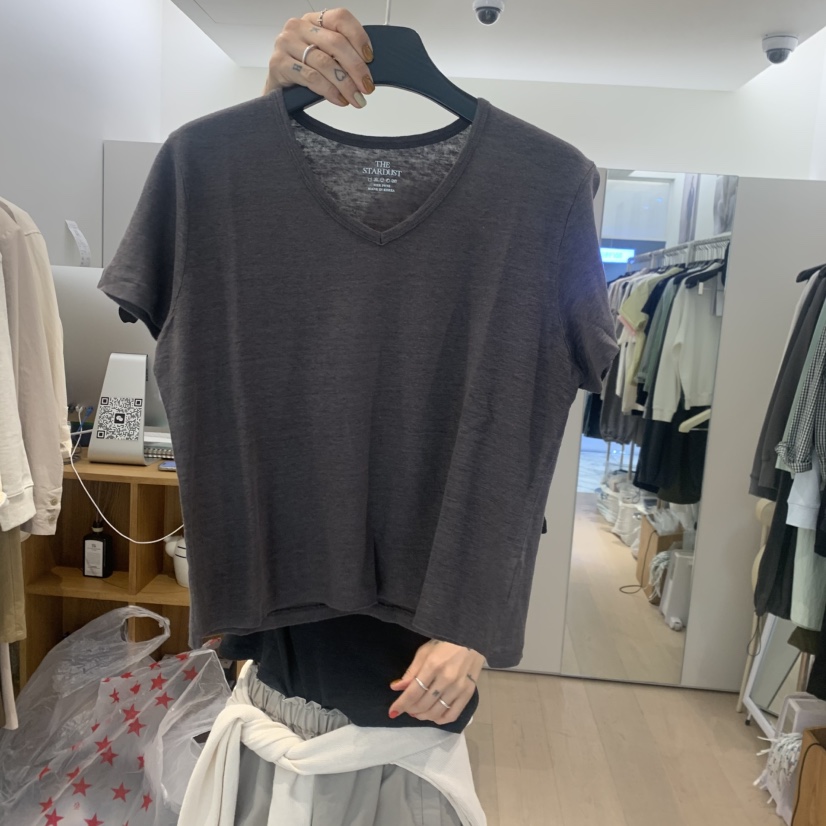 THE STARDUST韓國東大門直郵女裝新品26春夏職業T恤亞麻THE STARDUSTT恤圖色4