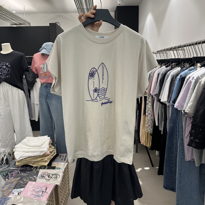 A.CES韓國直郵女士新款休閑推薦人氣26春夏26夏季職業T恤A.CEST恤圖色1