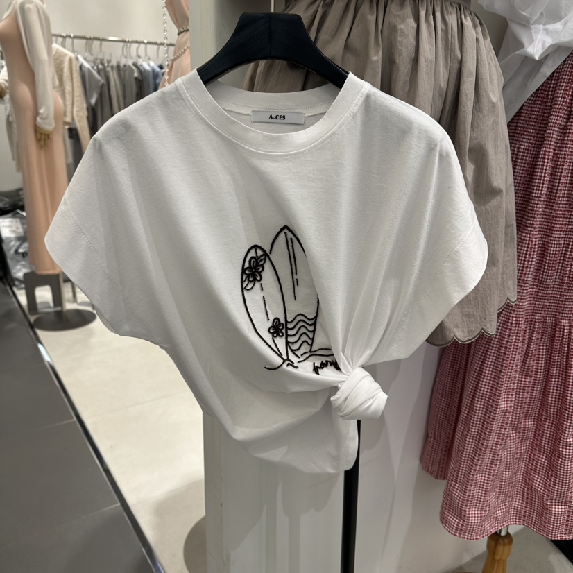 A.CES韓國直郵女士新款休閑推薦人氣26春夏26夏季職業T恤A.CEST恤圖色3