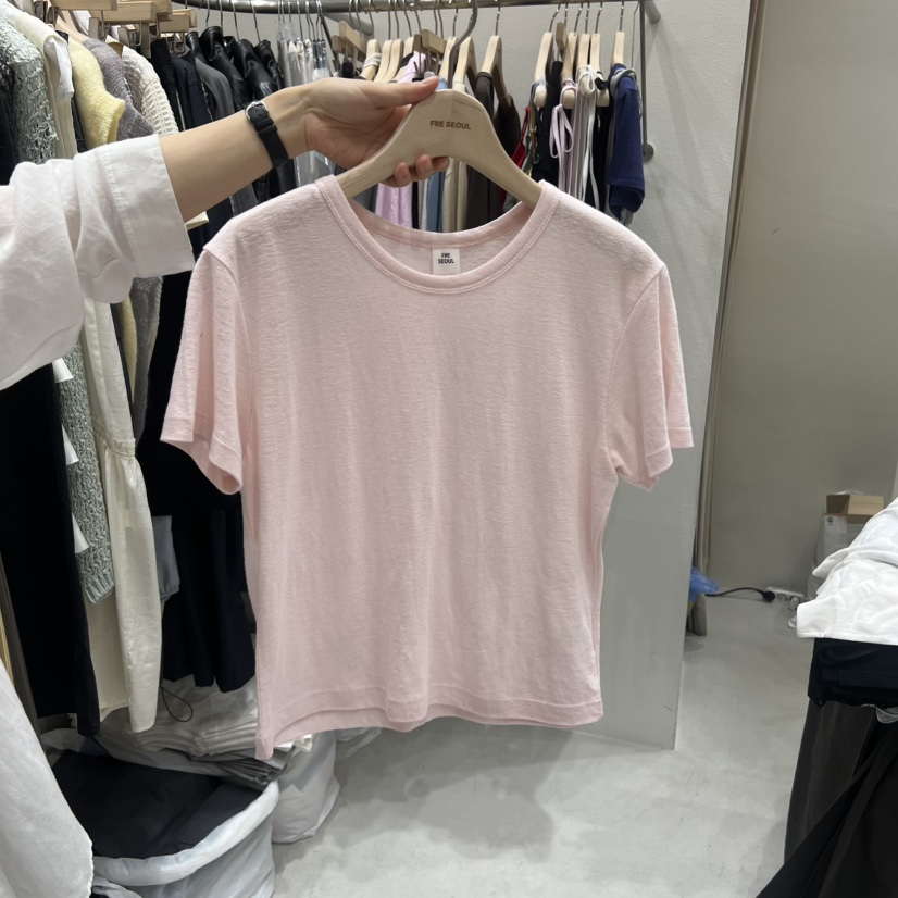 FRE韓國東大門直郵女士新款休閑26春夏時尚26夏季T恤亞麻布FRE SEOULT恤圖色1