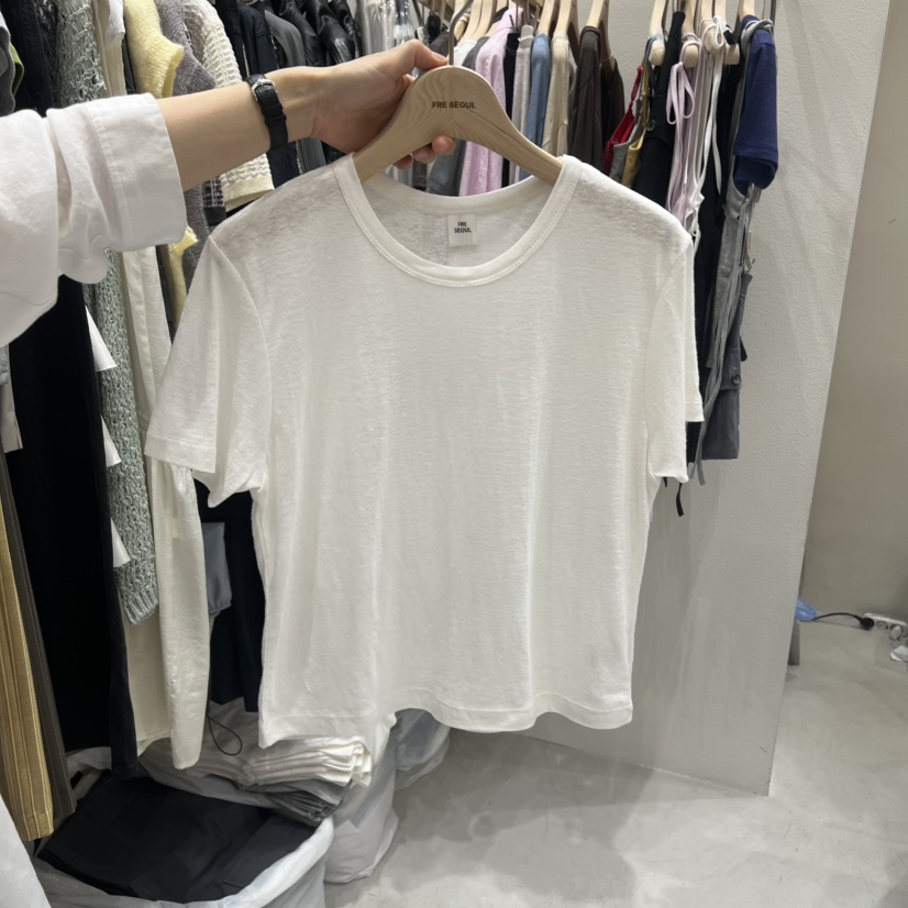 FRE韓國東大門直郵女士新款休閑26春夏時尚26夏季T恤亞麻布FRE SEOULT恤圖色4