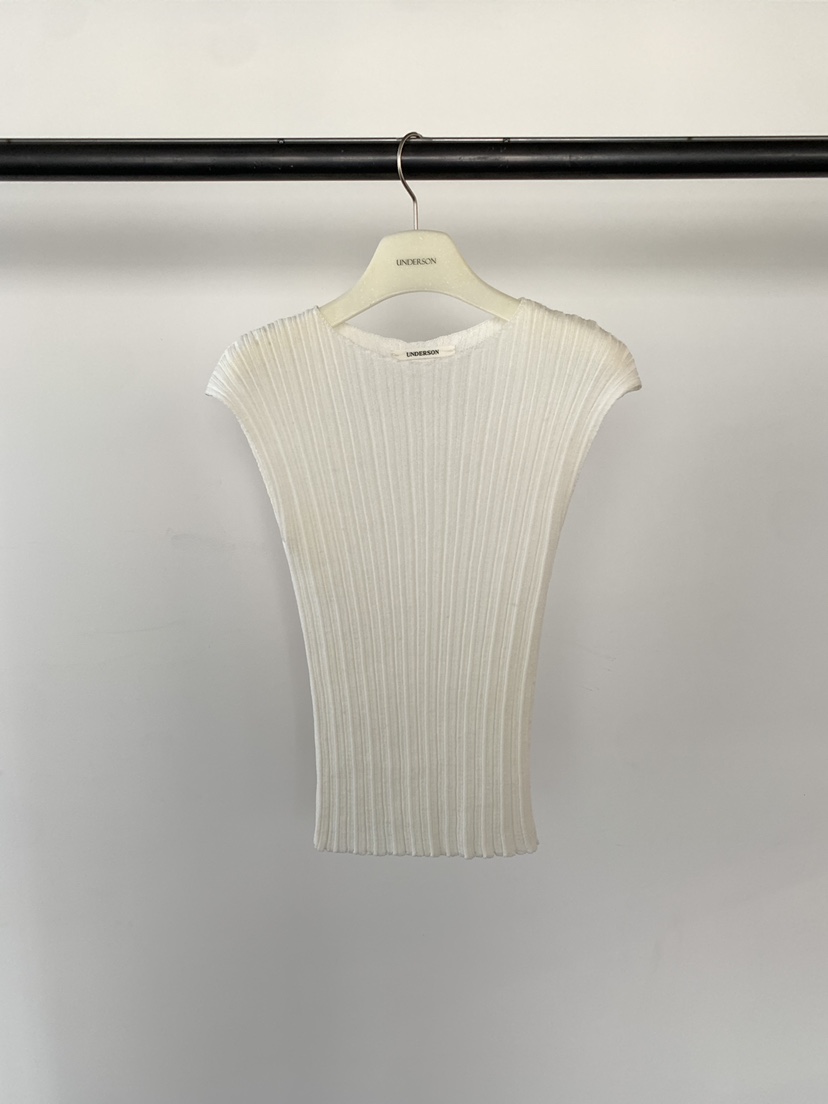UNDERSON韓國代購女士新品熱賣時尚休閑職業針織衫褶裥無袖UNDERSON針織衫圖色1