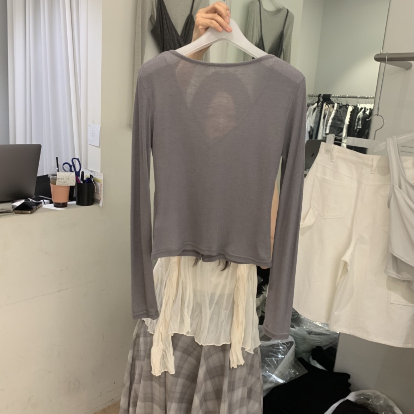 AUBE韓國東大門直郵女裝新款休閑26夏季人氣時尚熱賣長袖T恤AUBE長袖T恤