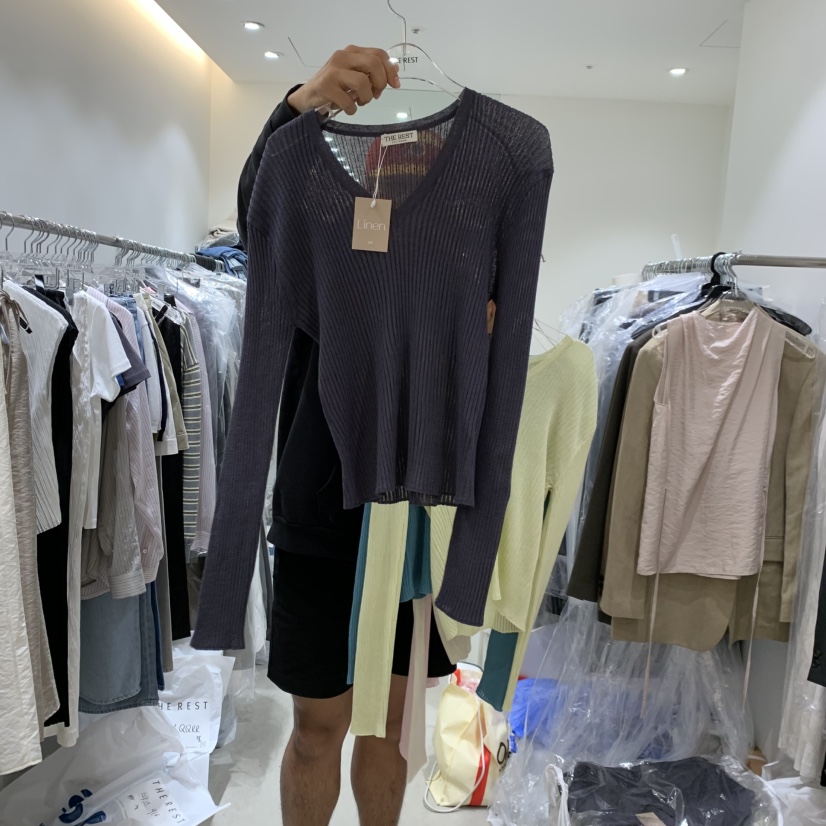 THE REST韓國直郵實拍女裝新品推薦熱賣時尚休閑針織衫條紋THE REST/UNNOEUD針織衫圖色3