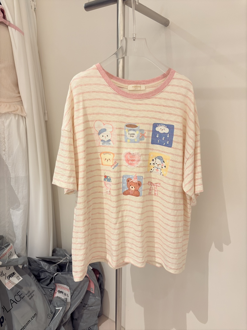 MIMME/LOOKK韓國直郵女裝新款熱賣26夏季休閑職業T恤條紋MIMME/LOOKKT恤圖色1