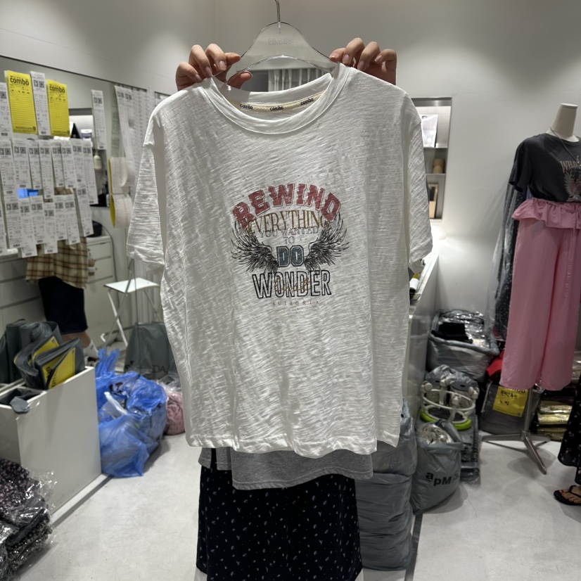 COMBO東大門實拍韓國女裝新款時尚職業休閑熱賣人氣26夏季T恤COM_BOT恤圖色1