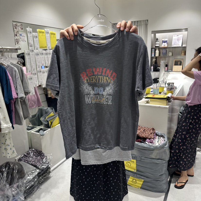 COMBO東大門實拍韓國女裝新款時尚職業休閑熱賣人氣26夏季T恤COM_BOT恤圖色3