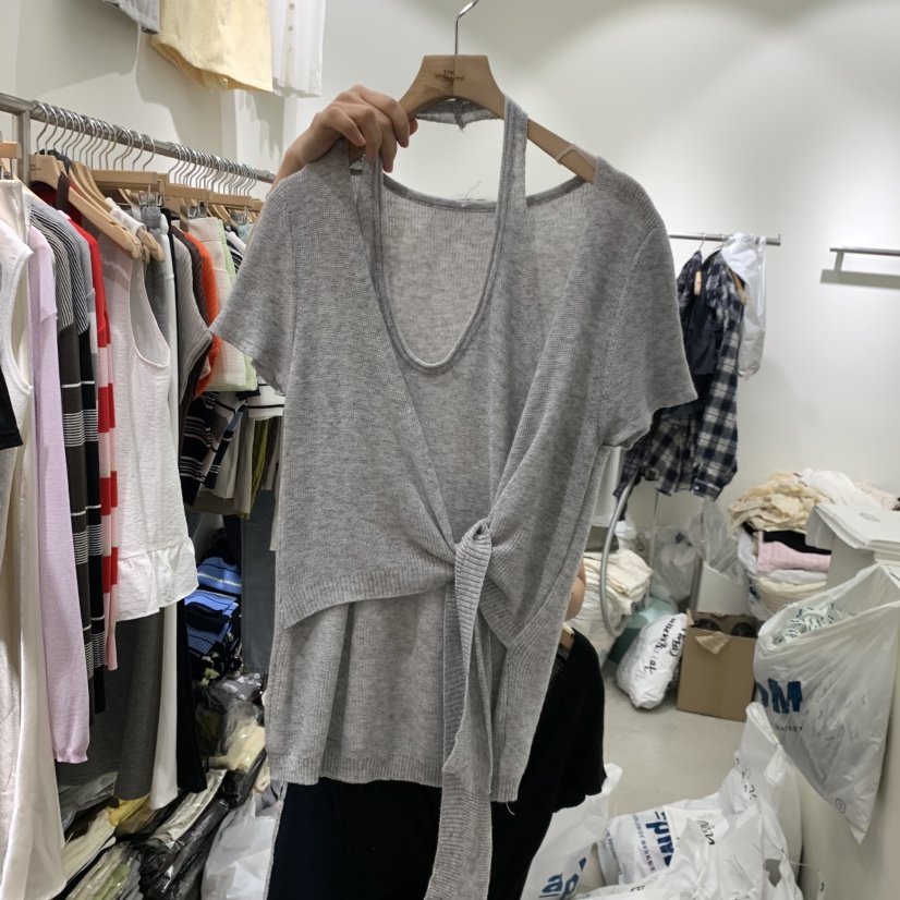 BY BOMI韓國東大門代購女士新款休閑職業推薦針織衫假兩件BY BOMI針織衫圖色2