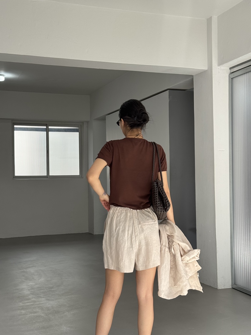 LIMLIMLIM韓國直郵實拍女裝新品時尚休閑26夏季短褲含腰帶亞麻LIM LIM LIM短褲