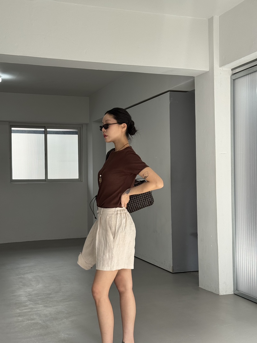 LIMLIMLIM韓國直郵實拍女裝新品時尚休閑26夏季短褲含腰帶亞麻LIM LIM LIM短褲