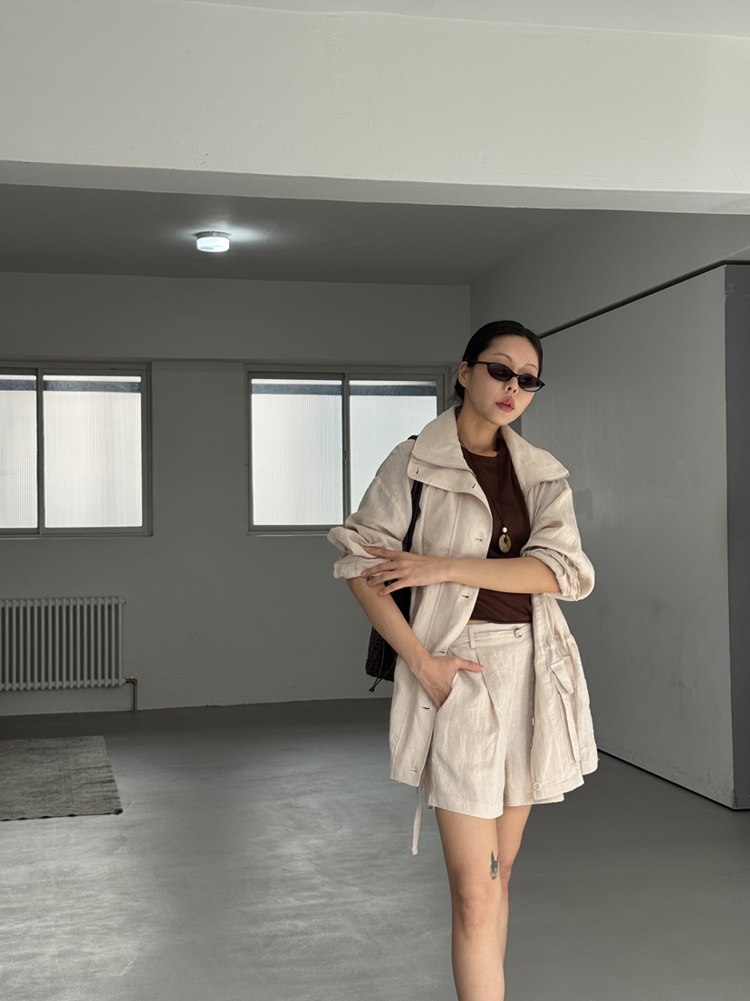 LIMLIMLIM韓國直郵實拍女裝新品時尚休閑26夏季短褲含腰帶亞麻LIM LIM LIM短褲