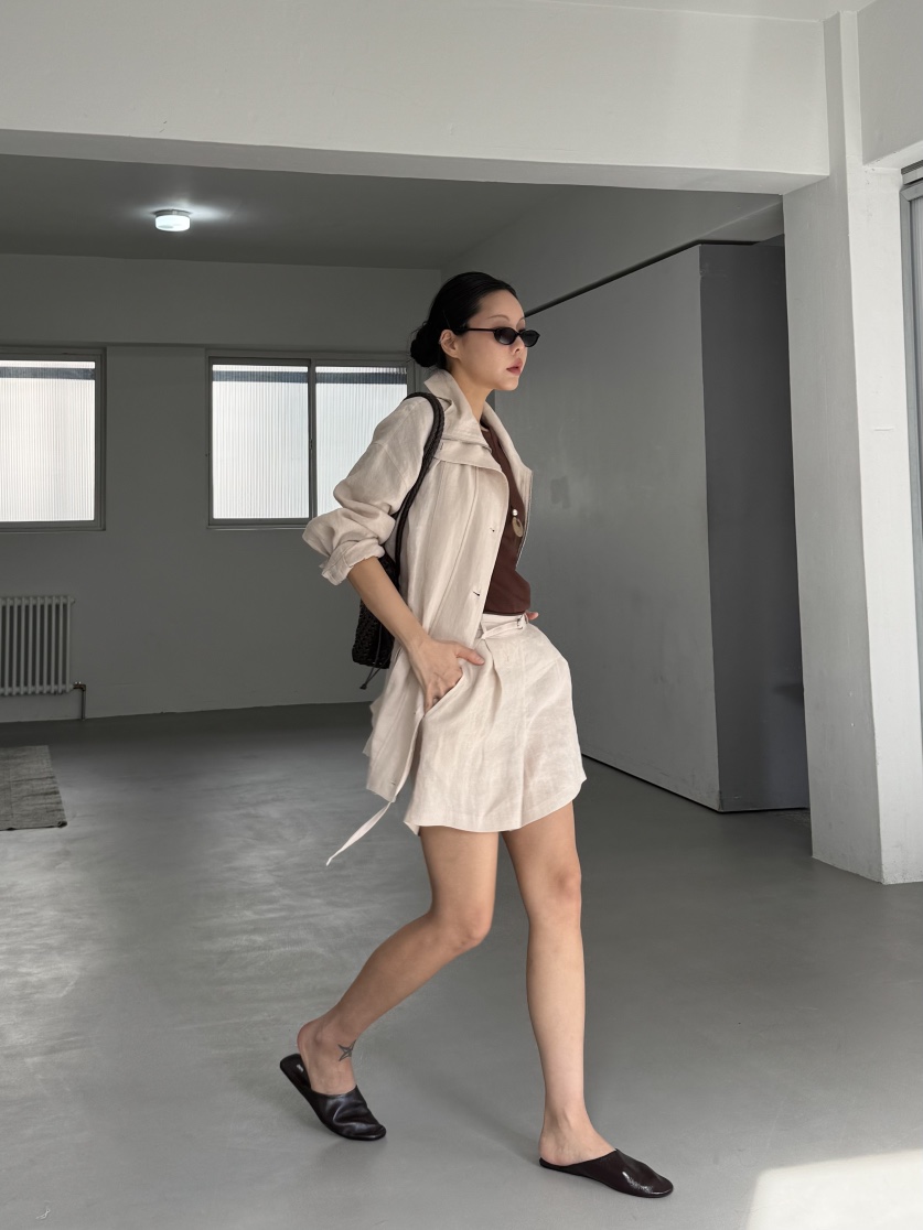 LIMLIMLIM韓國直郵實拍女裝新品時尚休閑26夏季短褲含腰帶亞麻LIM LIM LIM短褲