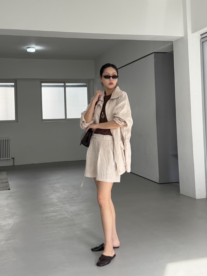 LIMLIMLIM韓國直郵實拍女裝新品時尚休閑26夏季短褲含腰帶亞麻LIM LIM LIM短褲