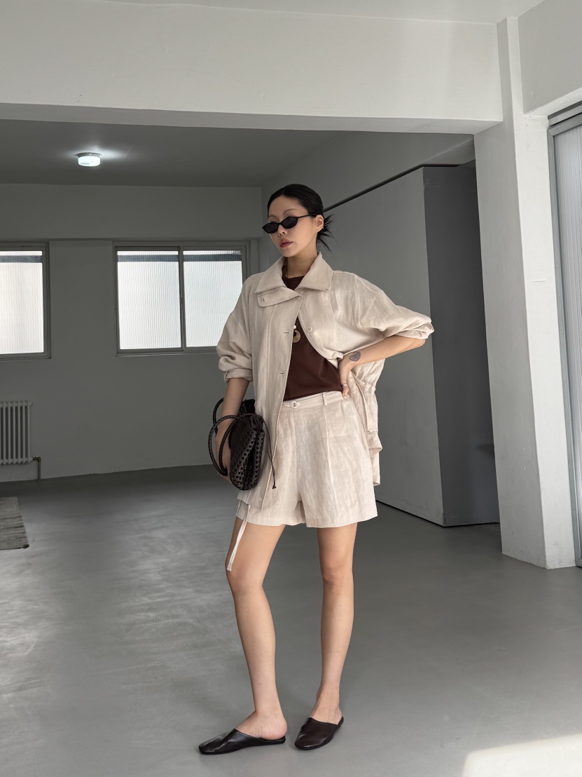 LIMLIMLIM韓國直郵實拍女裝新品時尚休閑26夏季短褲含腰帶亞麻LIM LIM LIM短褲