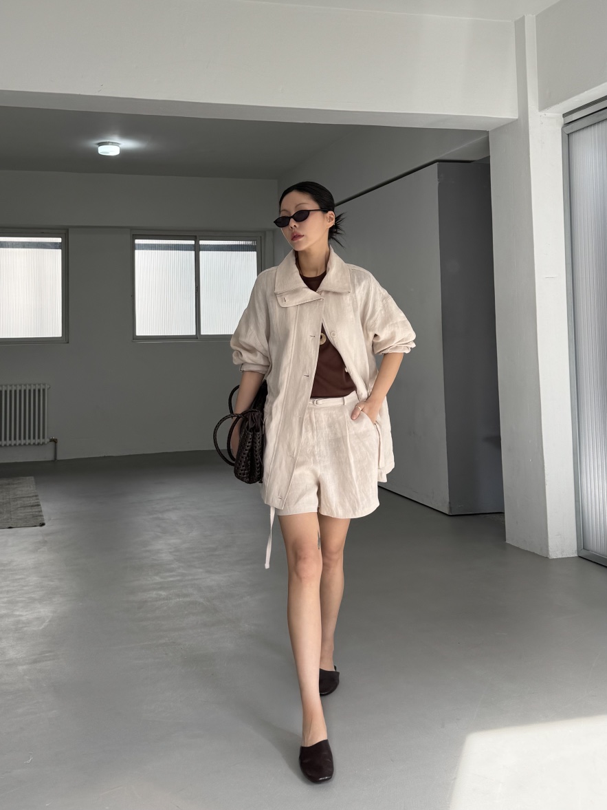 LIMLIMLIM韓國直郵實拍女裝新品時尚休閑26夏季短褲含腰帶亞麻LIM LIM LIM短褲