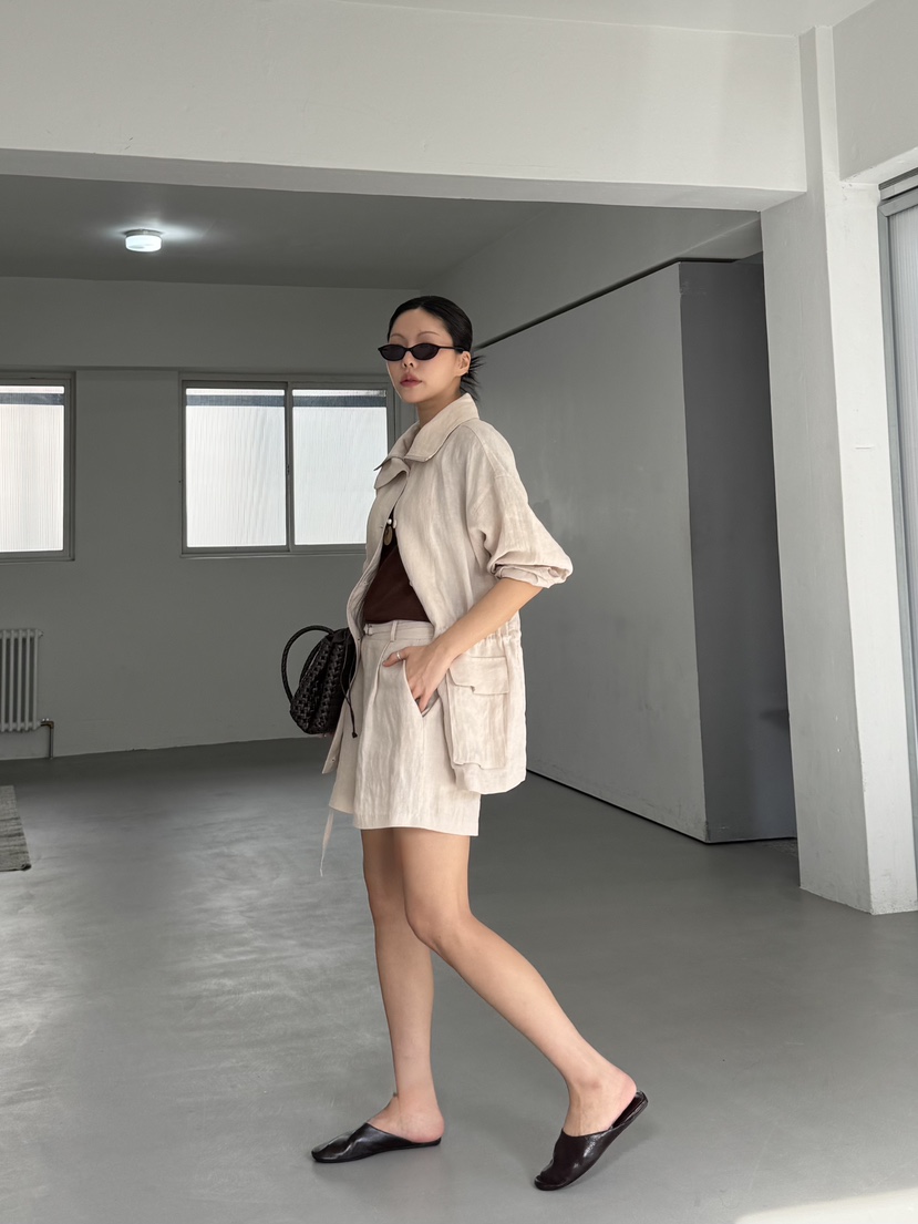 LIMLIMLIM韓國直郵實拍女裝新品時尚休閑26夏季短褲含腰帶亞麻LIM LIM LIM短褲