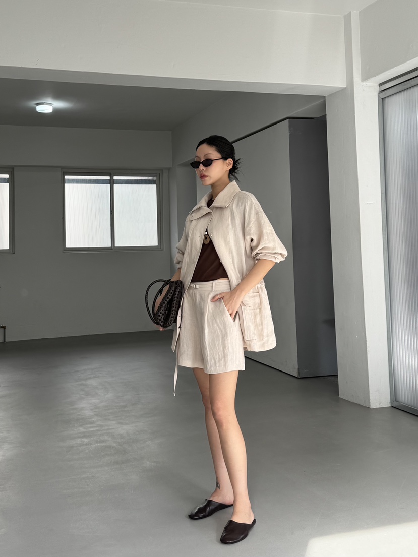 LIMLIMLIM韓國直郵實拍女裝新品時尚休閑26夏季短褲含腰帶亞麻LIM LIM LIM短褲