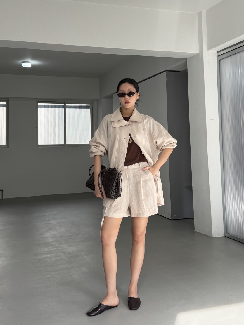 LIMLIMLIM韓國直郵實拍女裝新品時尚休閑26夏季短褲含腰帶亞麻LIM LIM LIM短褲