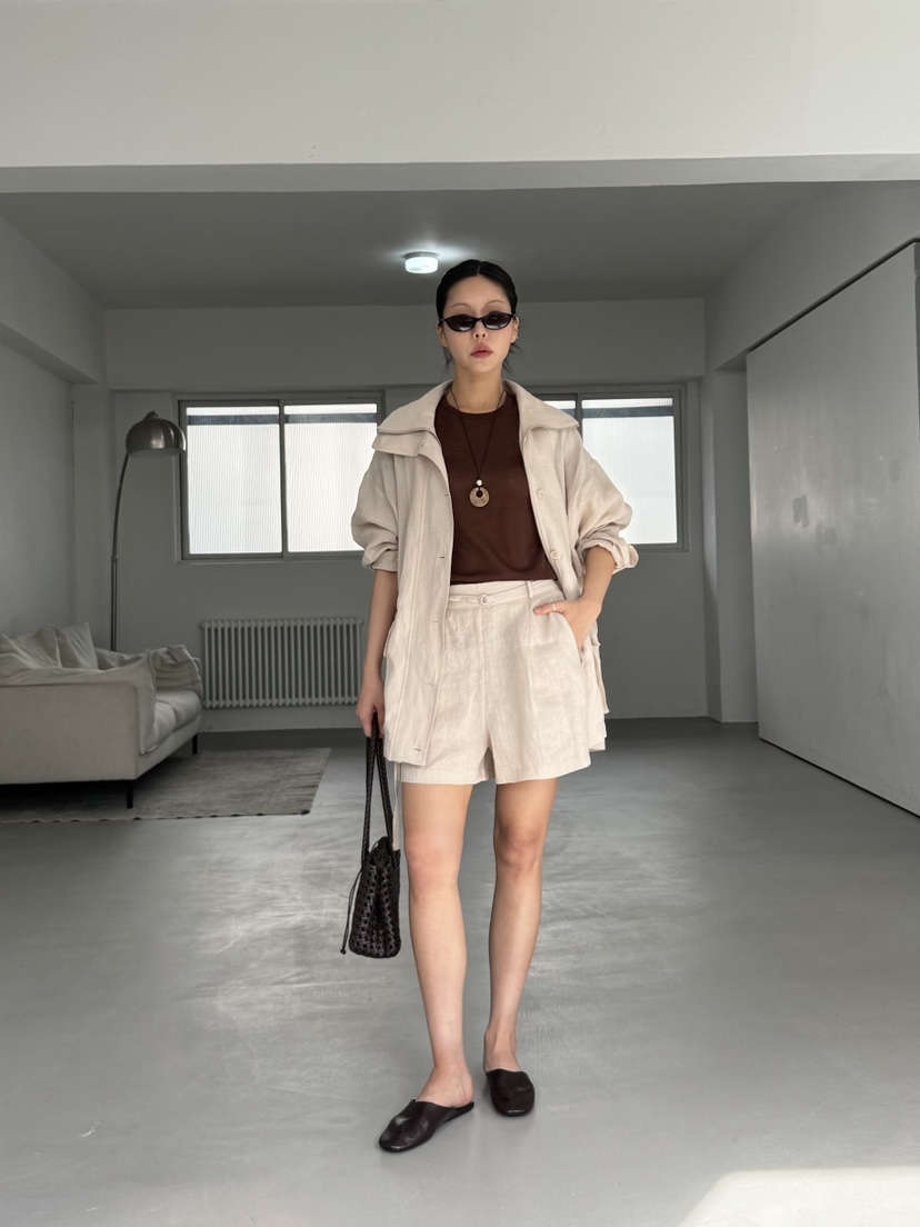 LIMLIMLIM韓國直郵實拍女裝新品時尚休閑26夏季短褲含腰帶亞麻LIM LIM LIM短褲