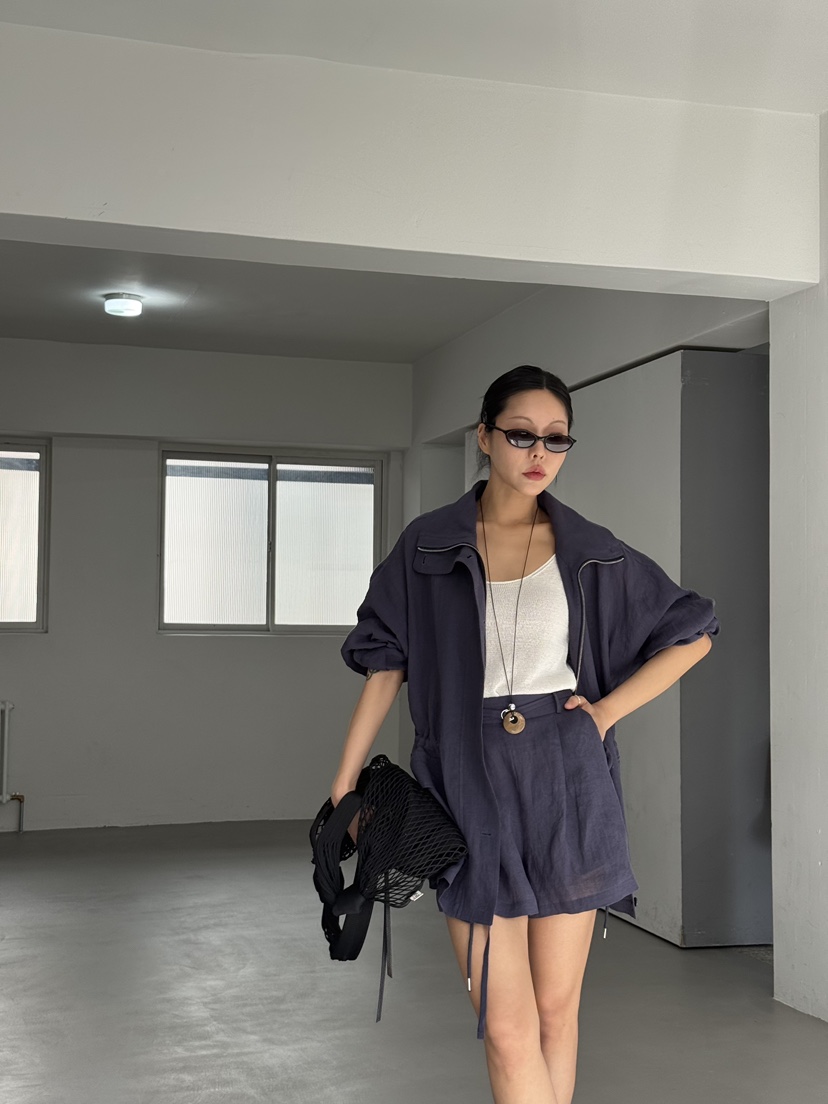 LIMLIMLIM韓國直郵實拍女裝新品時尚休閑26夏季短褲含腰帶亞麻LIM LIM LIM短褲