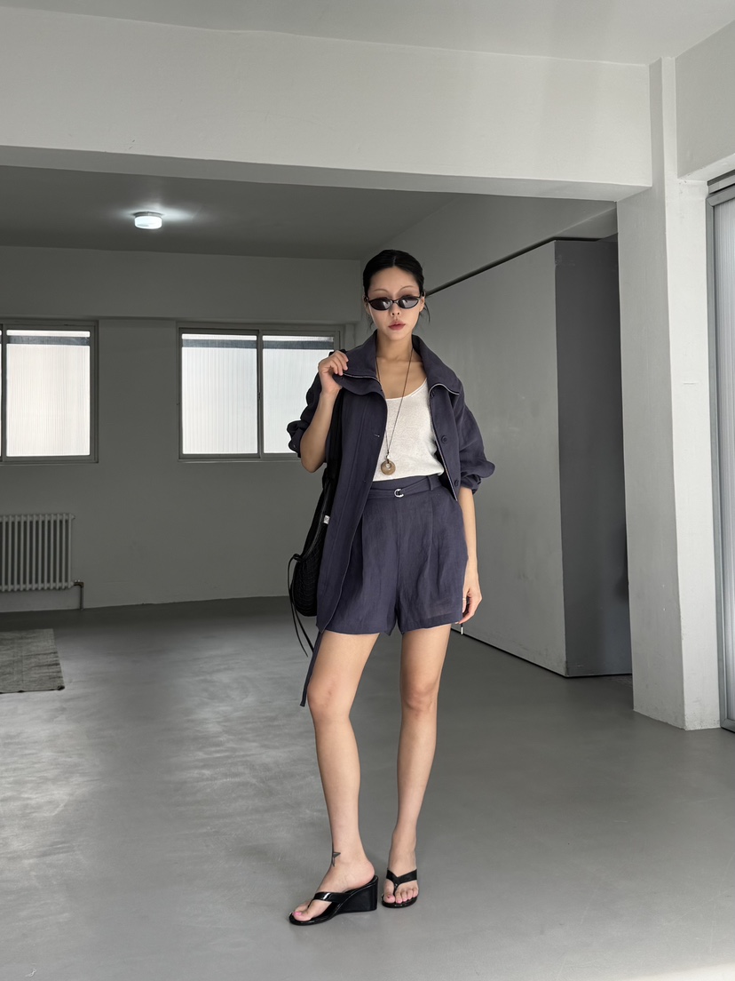 LIMLIMLIM韓國直郵實拍女裝新品時尚休閑26夏季短褲含腰帶亞麻LIM LIM LIM短褲