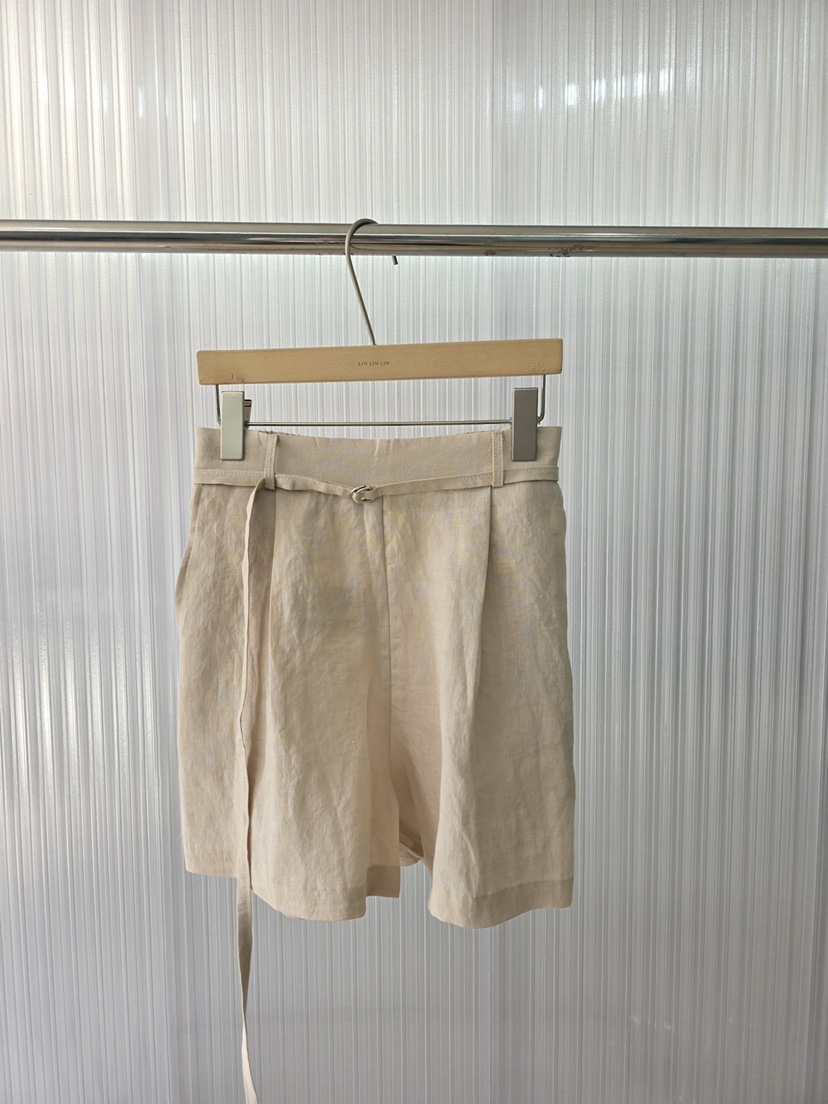 LIMLIMLIM韓國直郵實拍女裝新品時尚休閑26夏季短褲含腰帶亞麻LIM LIM LIM短褲圖色1