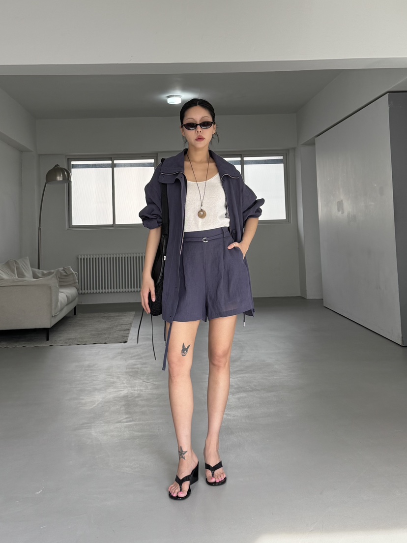 LIMLIMLIM韓國直郵實拍女裝新品時尚休閑26夏季短褲含腰帶亞麻LIM LIM LIM短褲圖色3