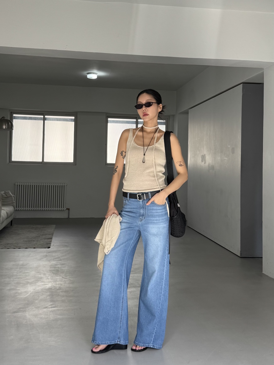 LIMLIMLIM東大門實拍韓國女裝新品熱賣吊帶背心含脖帶亞麻LIM LIM LIM吊帶/背心