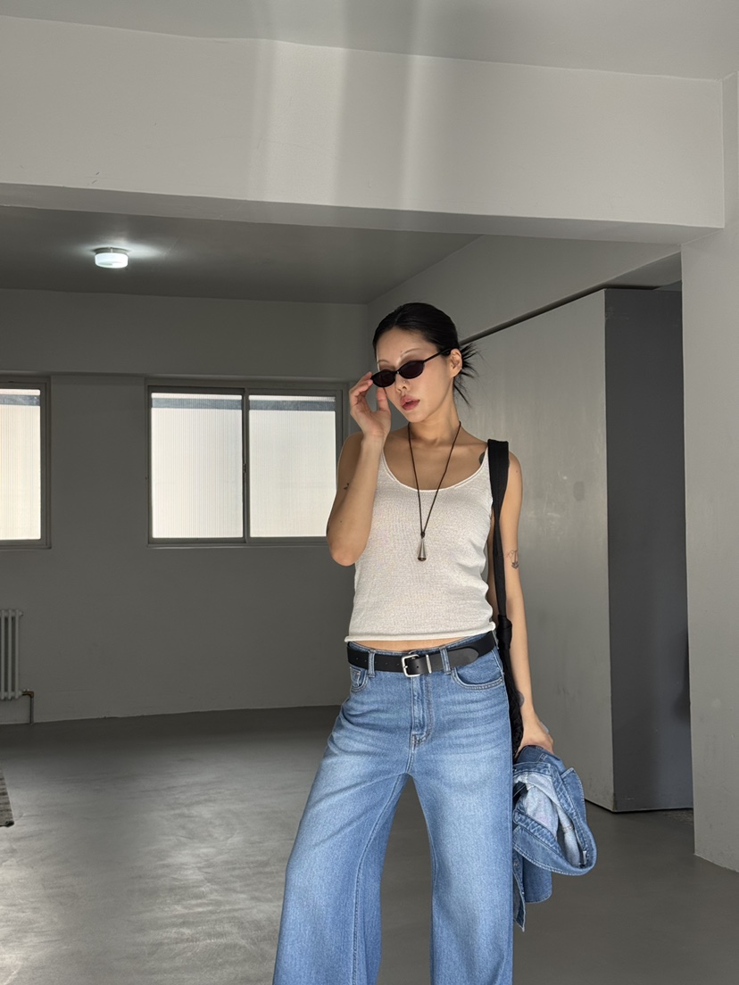 LIMLIMLIM東大門實拍韓國女裝新品熱賣吊帶背心含脖帶亞麻LIM LIM LIM吊帶/背心