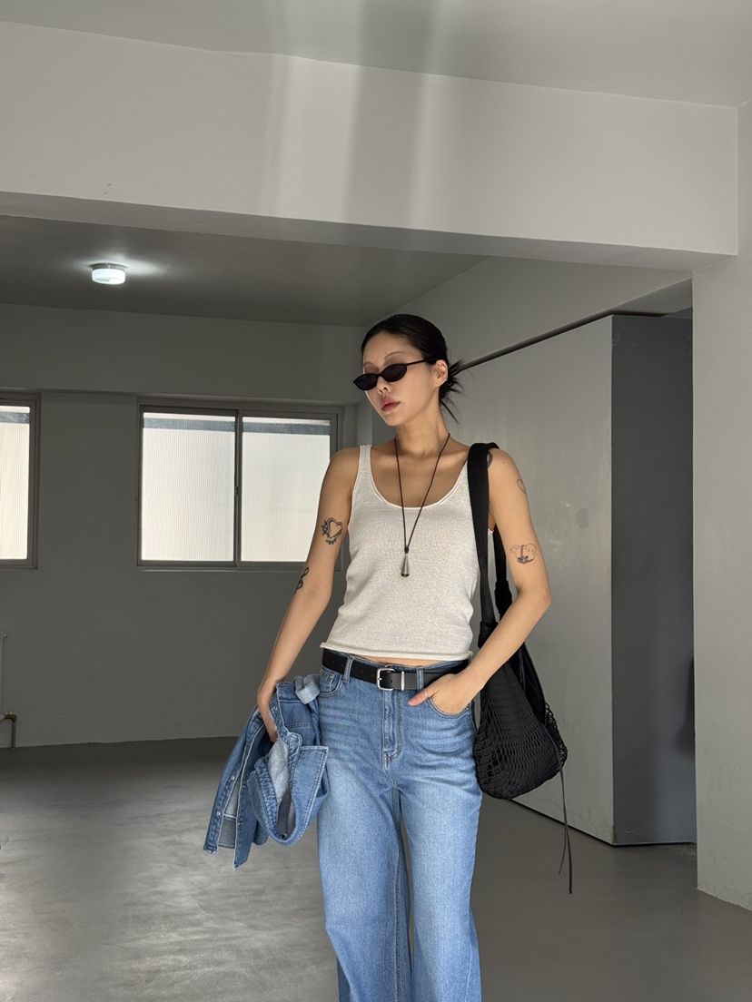 LIMLIMLIM東大門實拍韓國女裝新品熱賣吊帶背心含脖帶亞麻LIM LIM LIM吊帶/背心