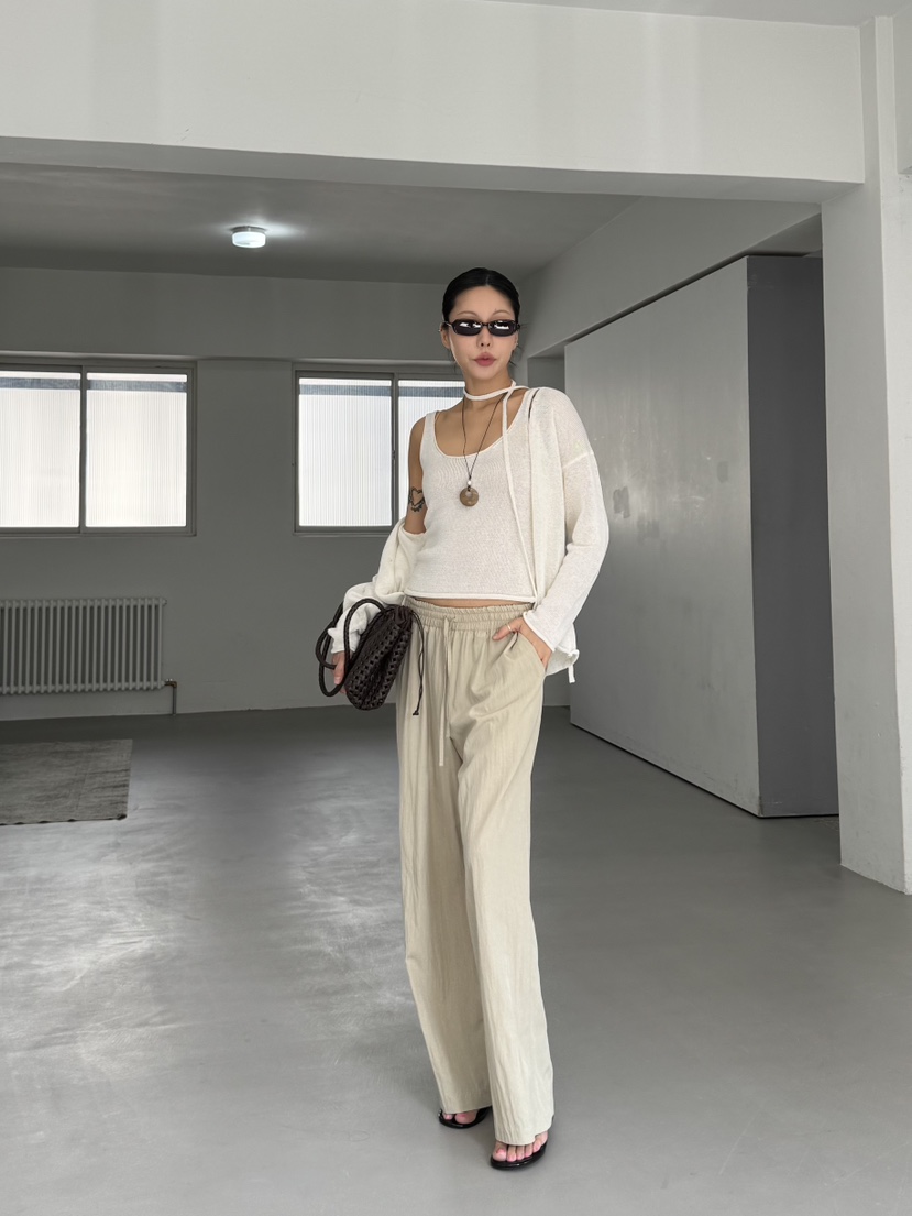 LIMLIMLIM東大門實拍韓國女裝新品熱賣吊帶背心含脖帶亞麻LIM LIM LIM吊帶/背心