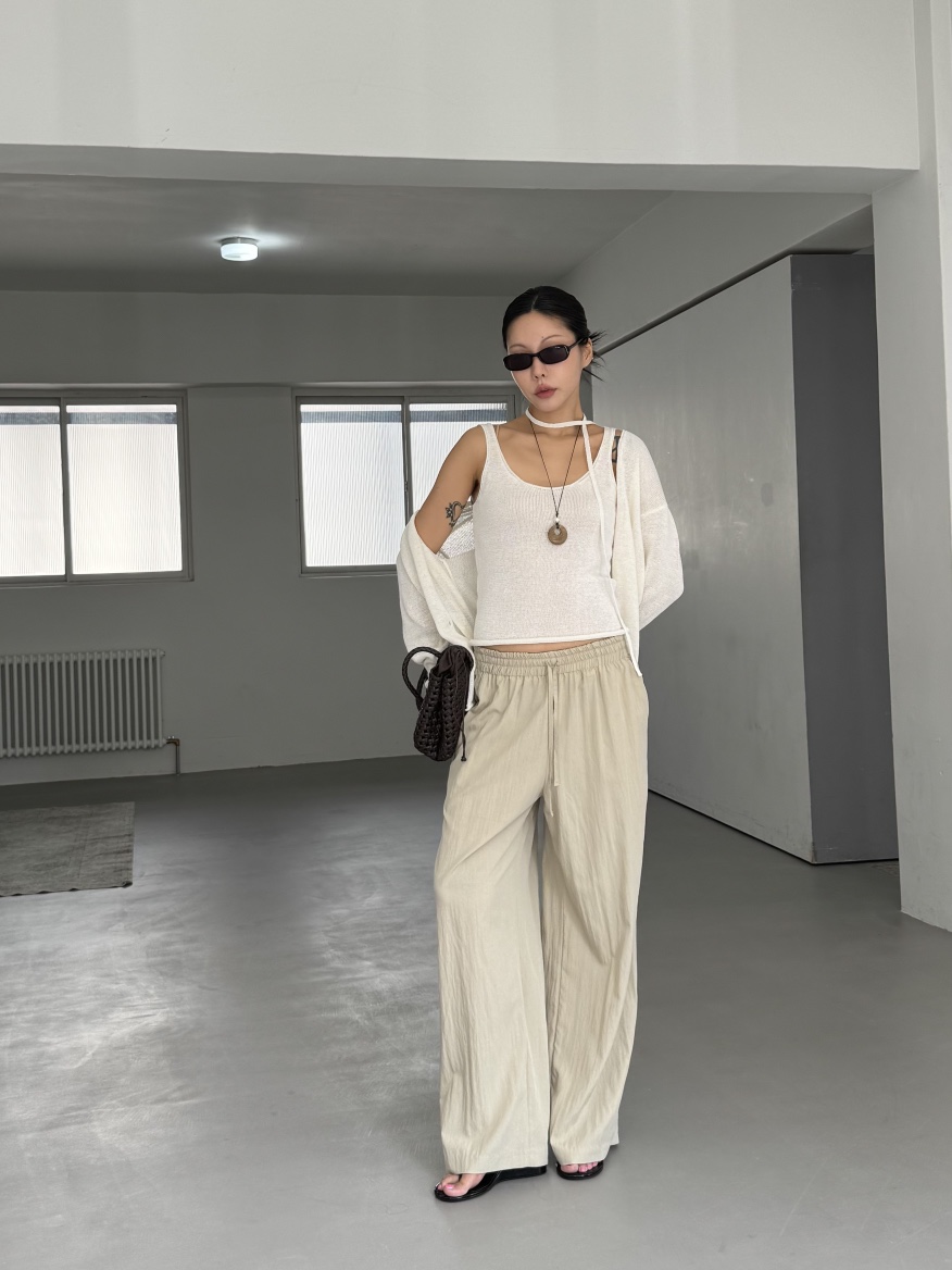 LIMLIMLIM東大門實拍韓國女裝新品熱賣吊帶背心含脖帶亞麻LIM LIM LIM吊帶/背心