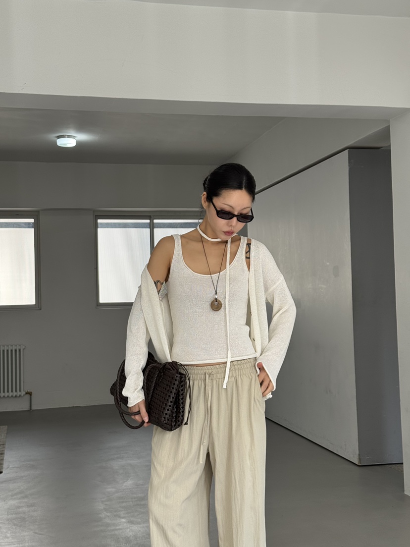 LIMLIMLIM東大門實拍韓國女裝新品熱賣吊帶背心含脖帶亞麻LIM LIM LIM吊帶/背心