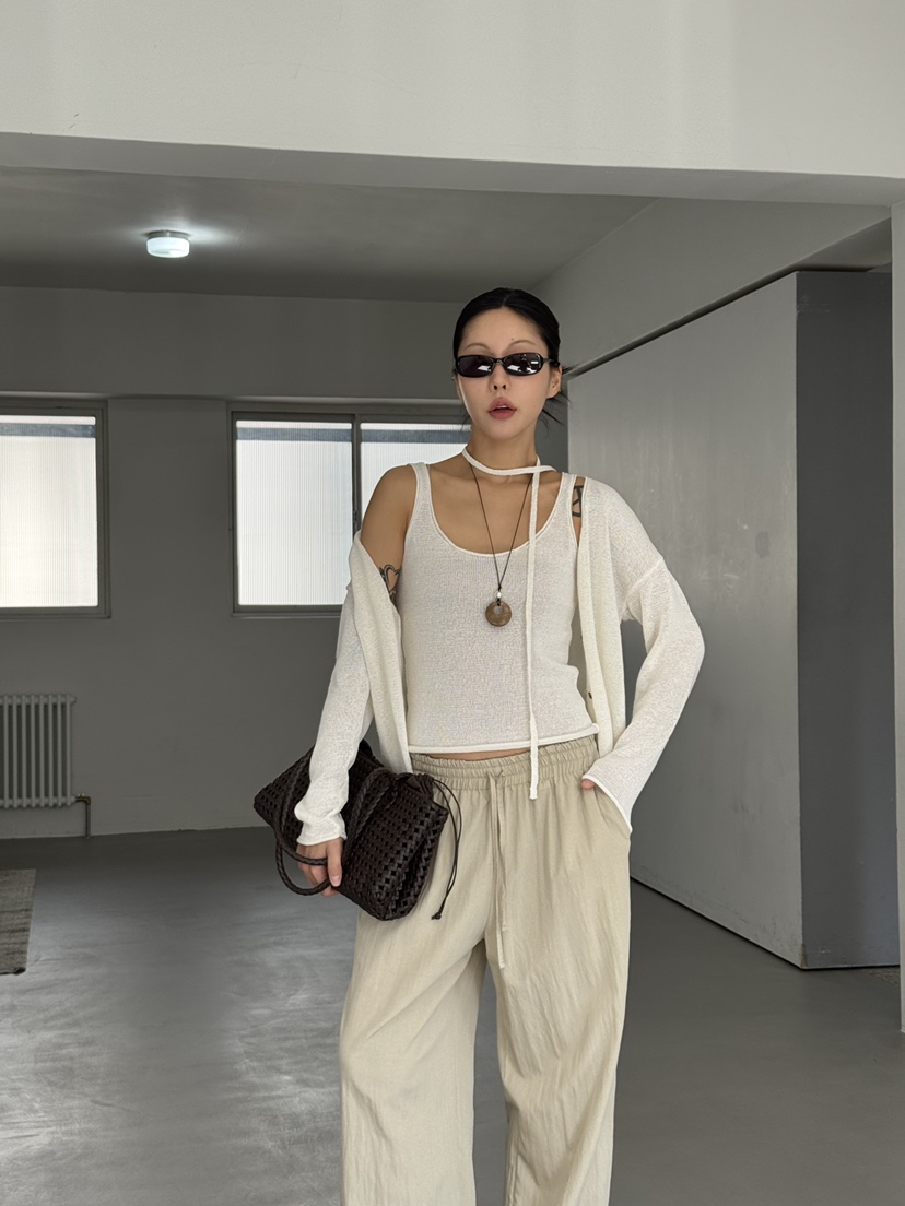 LIMLIMLIM東大門實拍韓國女裝新品熱賣吊帶背心含脖帶亞麻LIM LIM LIM吊帶/背心圖色3