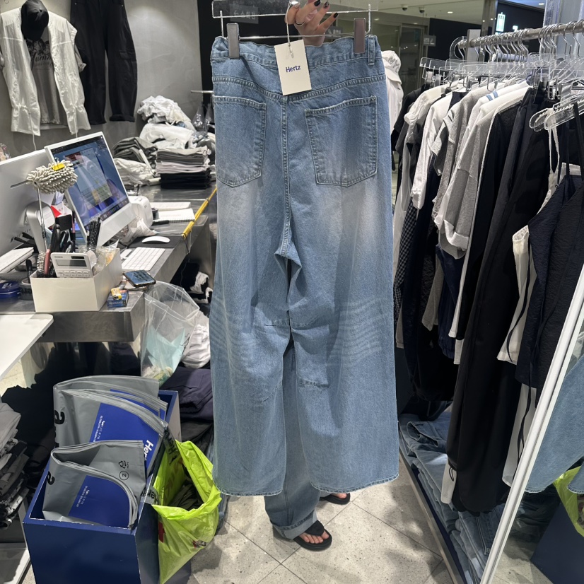 HERTZ-P韓國直郵女士新款26春夏26夏季職業牛仔褲系帶復古HERTZ-P牛仔褲