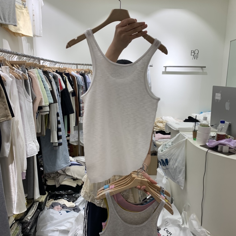 BY BOMI韓國直郵女士新款推薦26夏季吊帶背心人造絲羅紋BY BOMI吊帶/背心