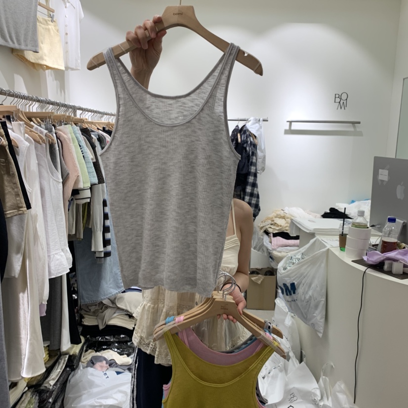 BY BOMI韓國直郵女士新款推薦26夏季吊帶背心人造絲羅紋BY BOMI吊帶/背心圖色2