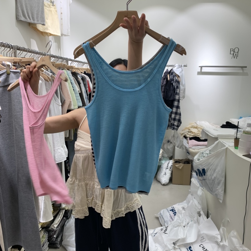 BY BOMI韓國直郵女士新款推薦26夏季吊帶背心人造絲羅紋BY BOMI吊帶/背心圖色3