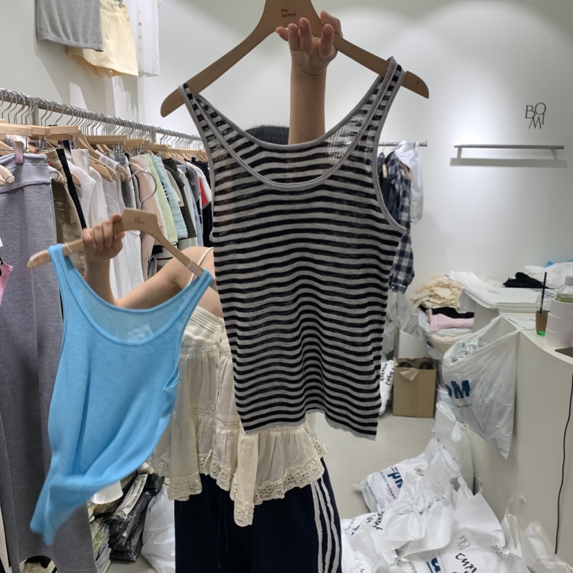 BY BOMI韓國直郵女士新款推薦26夏季吊帶背心人造絲羅紋BY BOMI吊帶/背心圖色4