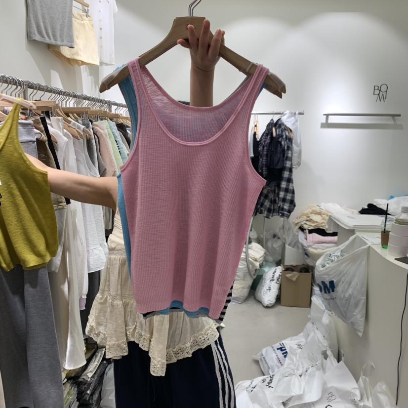 BY BOMI韓國直郵女士新款推薦26夏季吊帶背心人造絲羅紋BY BOMI吊帶/背心圖色5