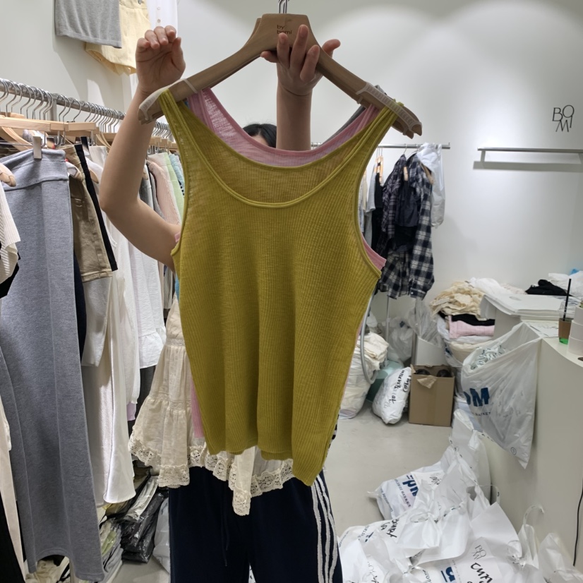 BY BOMI韓國直郵女士新款推薦26夏季吊帶背心人造絲羅紋BY BOMI吊帶/背心圖色6