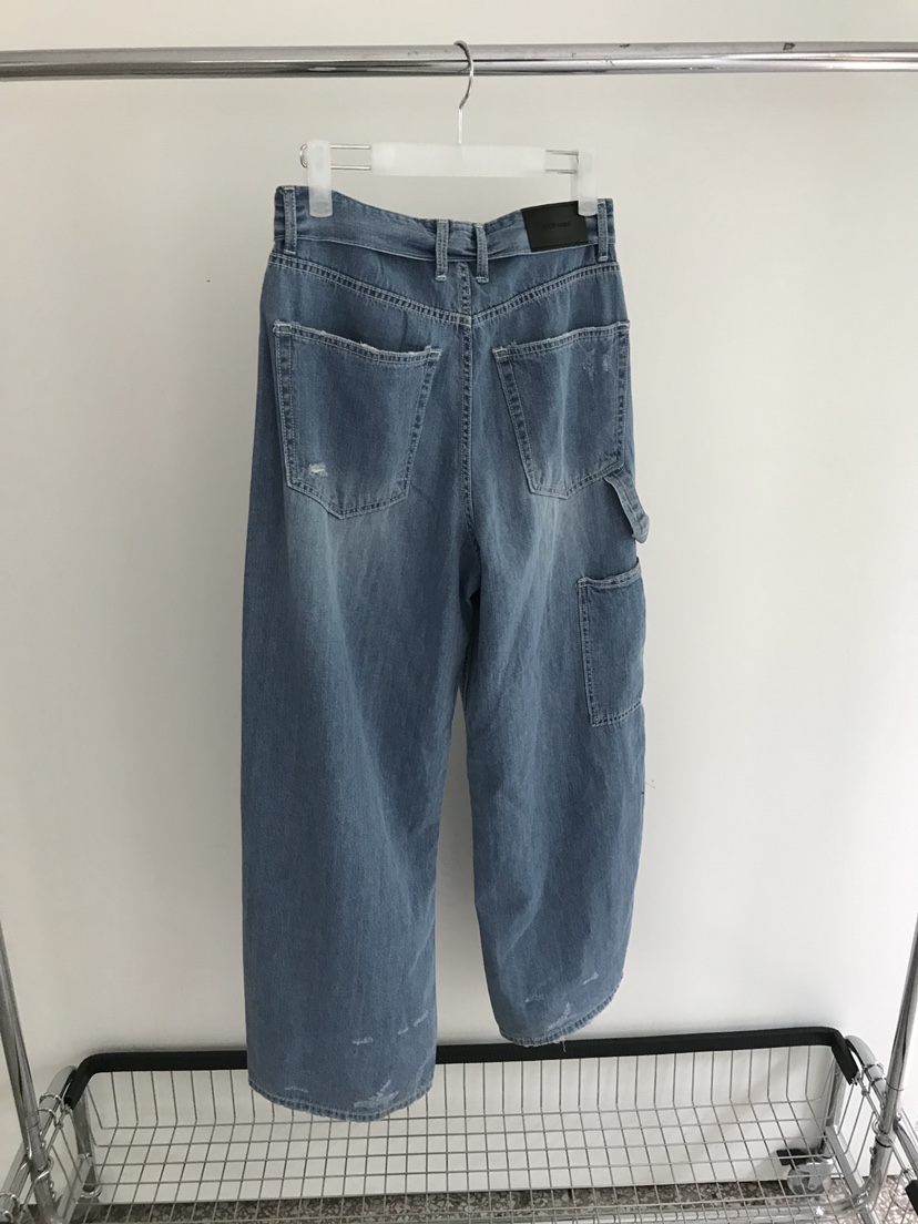 MAINT韓國東大門直郵女裝新款26春夏休閑牛仔褲復古腰帶亞麻MAINT牛仔褲