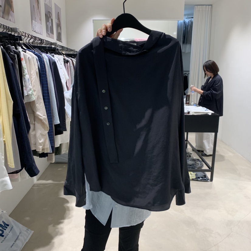 BROT韓國直郵女士新款26春夏休閑人氣時尚襯衫蕾絲衫圍巾BROT襯衫/蕾絲衫圖色2