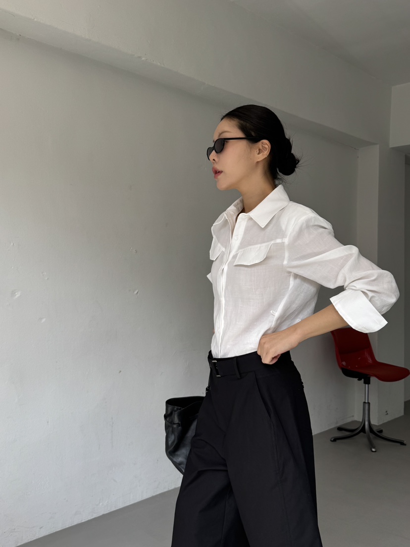 LIMLIMLIM韓國東大門直郵女裝新品休閑26夏季襯衫蕾絲衫亞麻棉LIM LIM LIM襯衫/蕾絲衫