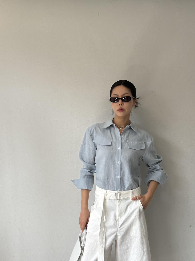 LIMLIMLIM韓國東大門直郵女裝新品休閑26夏季襯衫蕾絲衫亞麻棉LIM LIM LIM襯衫/蕾絲衫