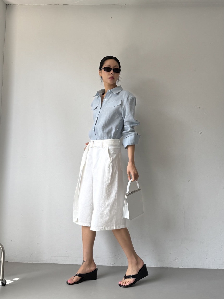 LIMLIMLIM韓國東大門直郵女裝新品休閑26夏季襯衫蕾絲衫亞麻棉LIM LIM LIM襯衫/蕾絲衫